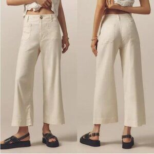 Maeve The Colette Cream CHalk Wide Leg Crop Pant 28